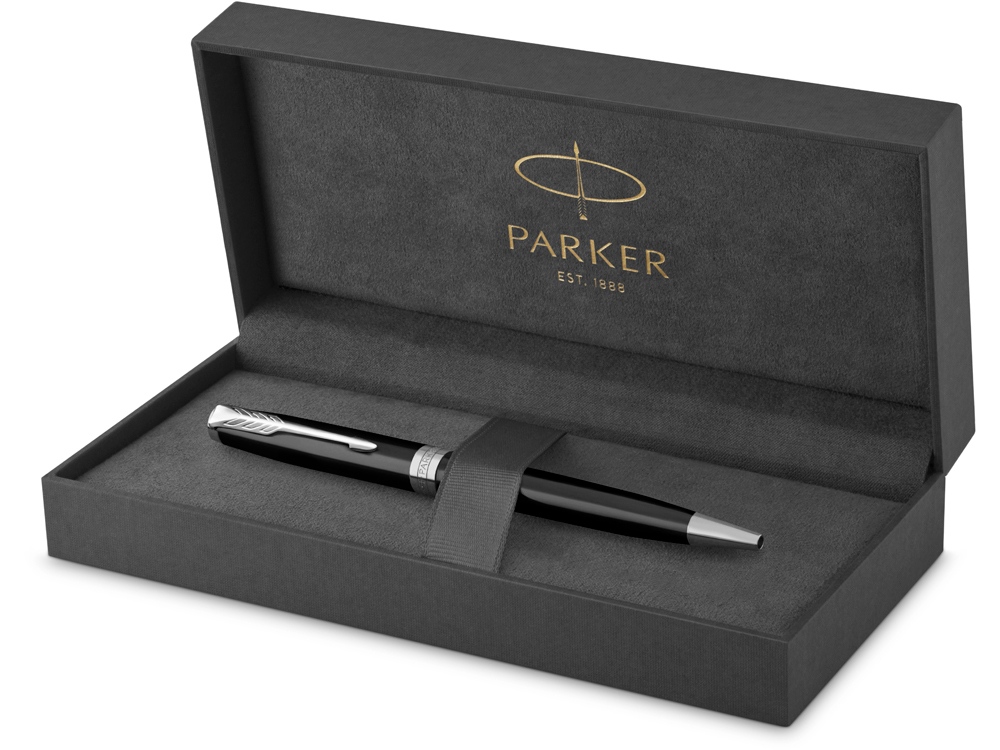 Ручка шариковая Parker Sonnet Core Black Lacquer CT, черный/серебристый-3