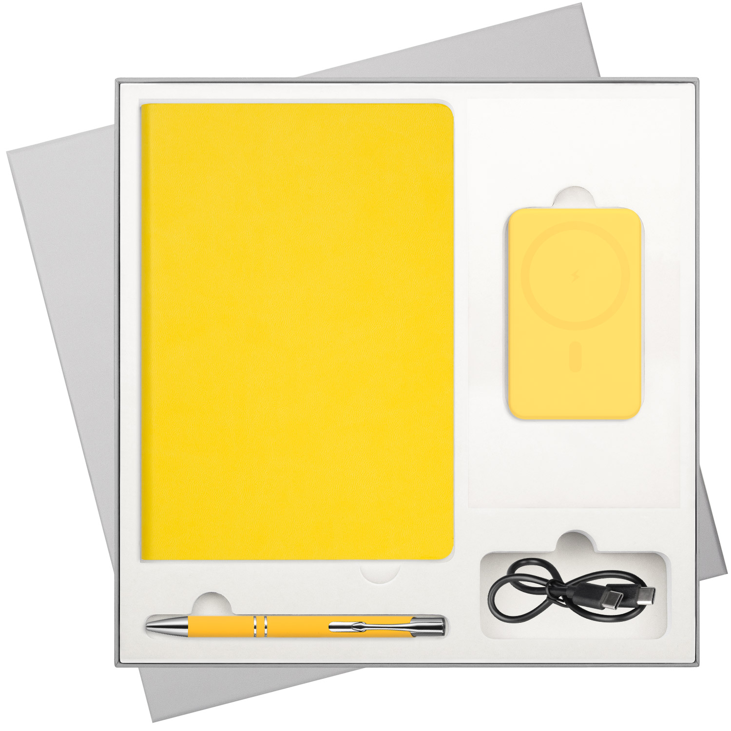 Подарочный набор Latte NEW, желтый (ежедневник, ручка, аккумулятор)-0
