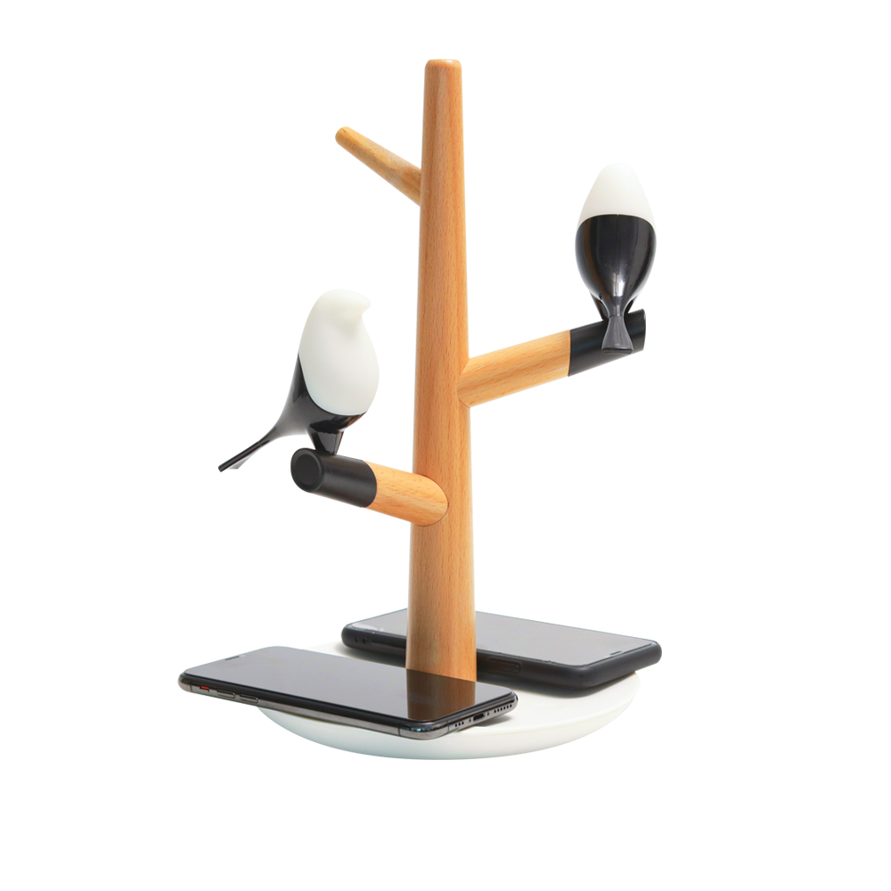 Интерьерная лампа с беспроводной зарядкой Ribon, Коричневый-0