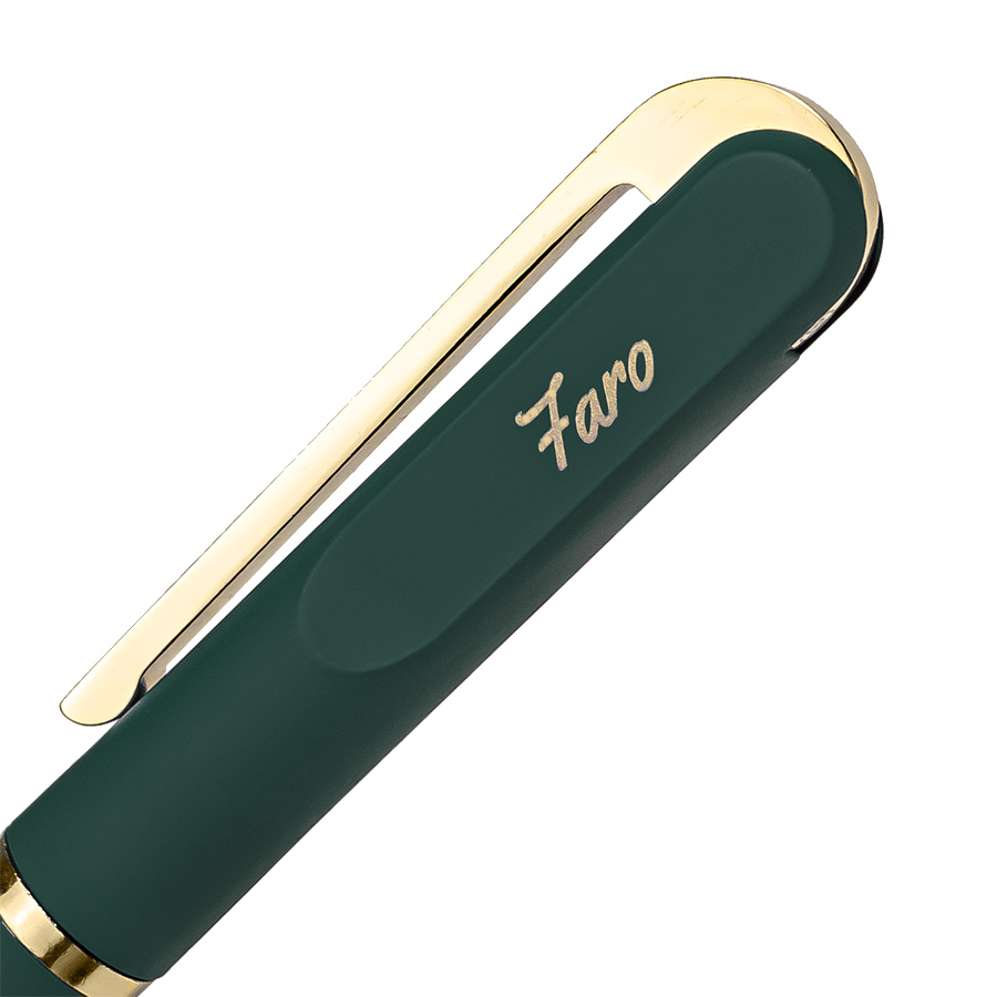 Ручка шариковая FARO, покрытие soft touch, темно-зеленый, золотистый-6