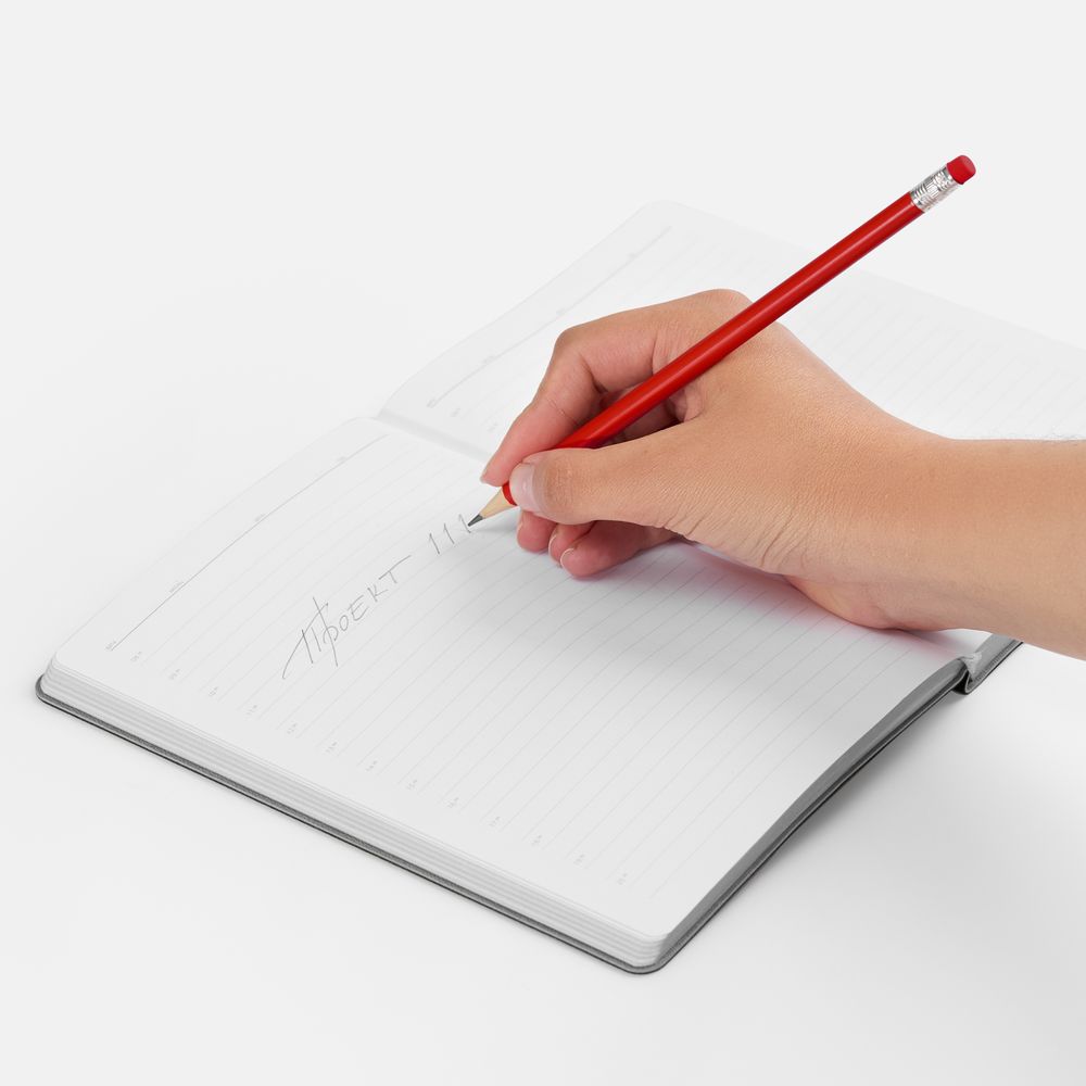 Карандаш простой Hand Friend с ластиком, красный-2