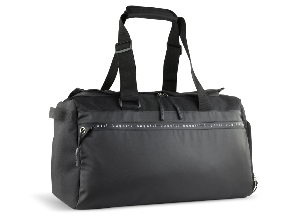 Сумка спортивная BUGATTI Blanc Delight, чёрная, нейлон RPET600D/тарпаулин/полиэстер, 47х23х28 см-0