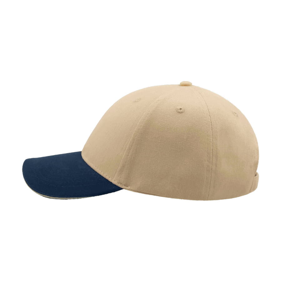 Бейсболка LIBERTY SANDWICH, 6 клиньев, сэндвич, металлическая застежка, бежевый, темно-синий-4