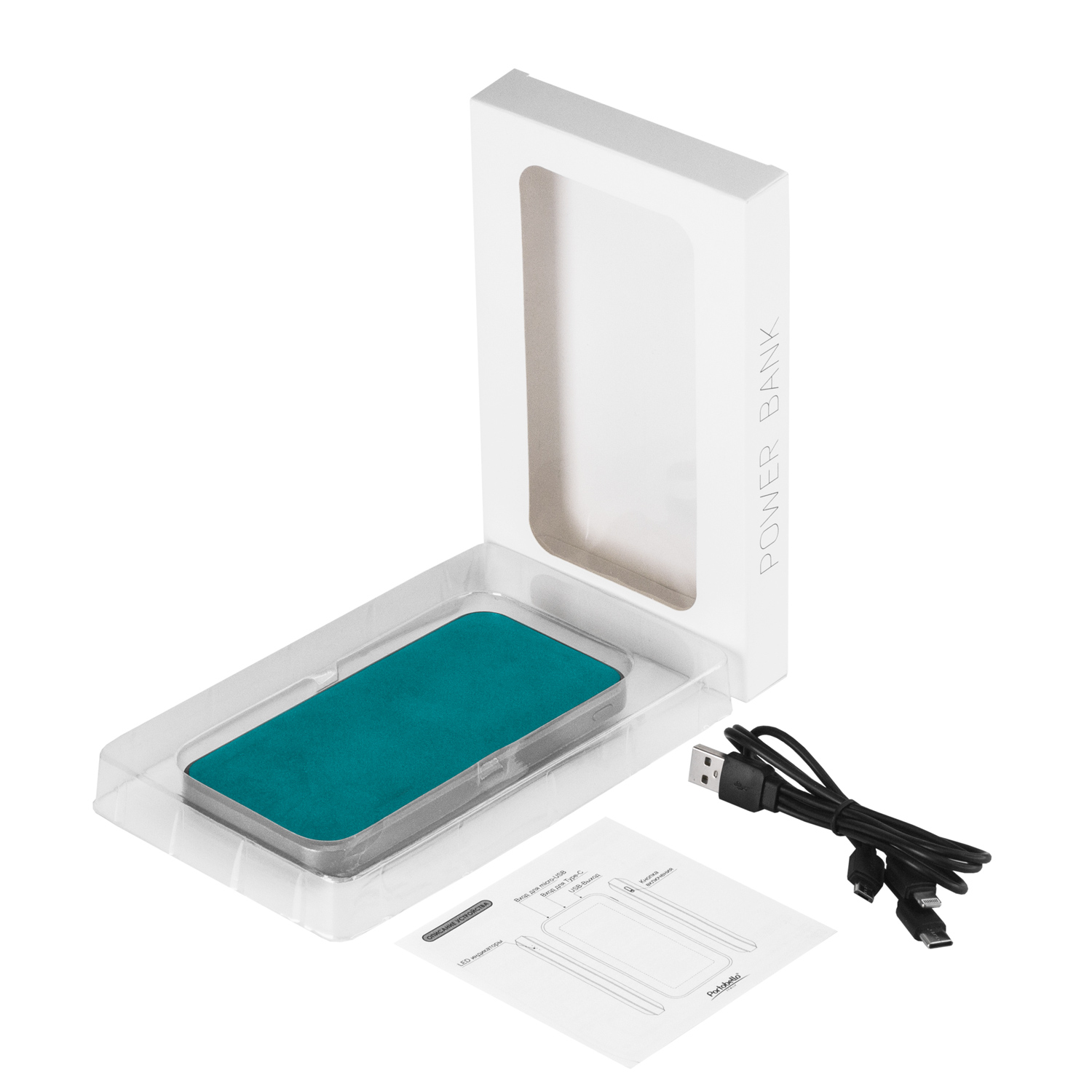 Внешний аккумулятор Ин Велюр (In Velour) 10000 mAh, бирюзовый-7