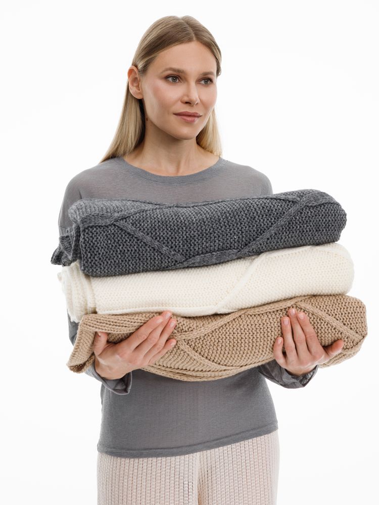 Плед Curve Verve, серый меланж (маренго)-4