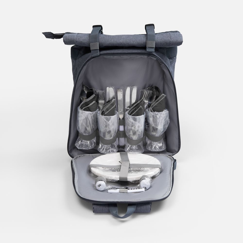 Набор для пикника Picnivo на 4 персоны, темно-серый меланж-6