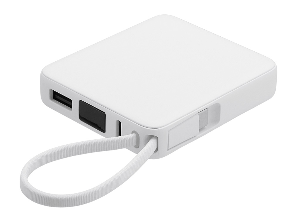Внешний аккумулятор со встроенным кабелем USB-C Дэнси, 5000 мАч, белый-1
