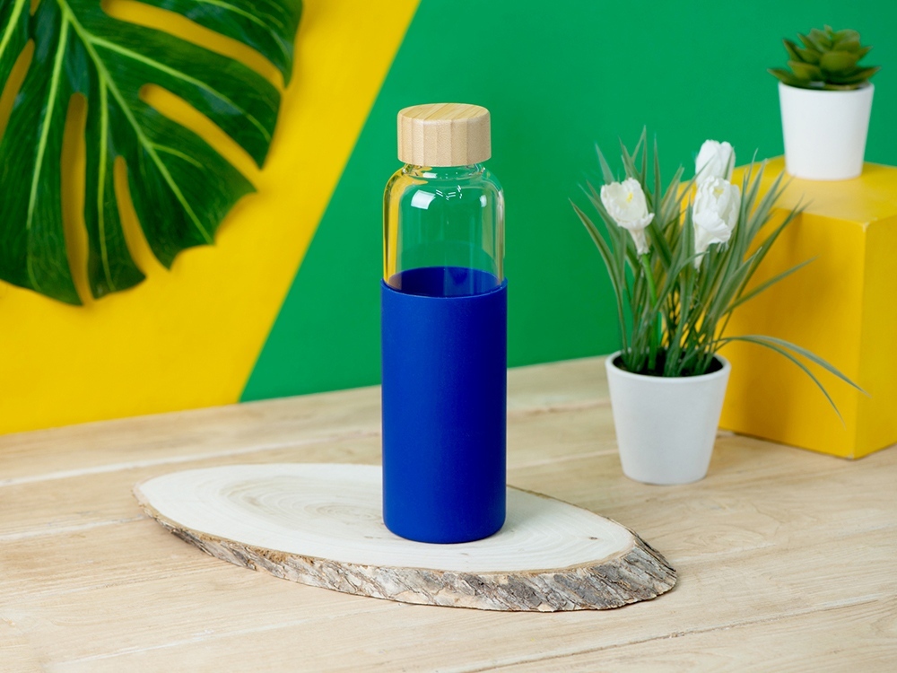 Бутылка для воды стеклянная Refine, в чехле, 550 мл, темно-синий-7