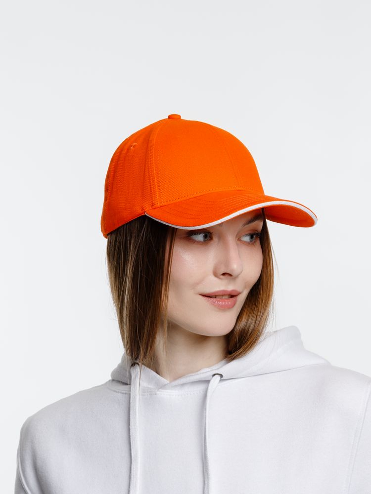Бейсболка Spiker, оранжевая с белым-3