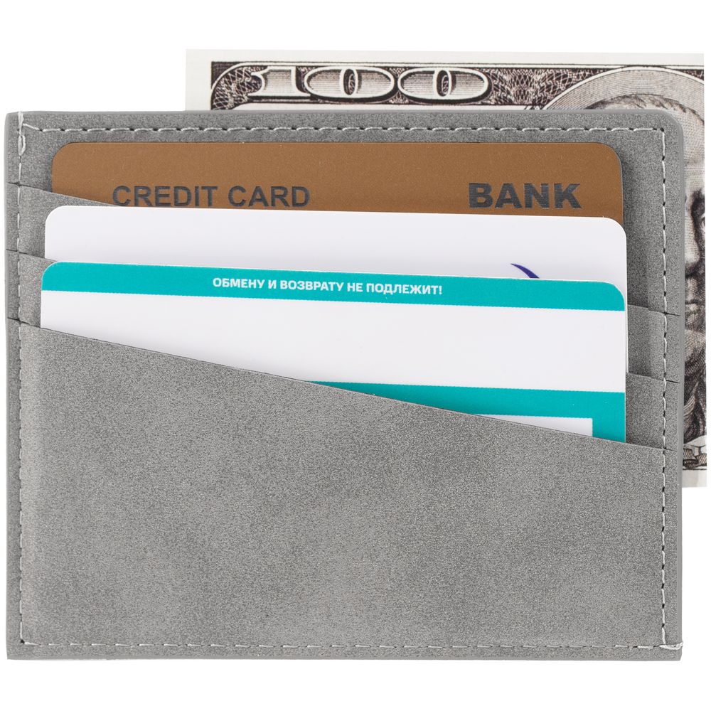 Чехол для карточек Nubuk, светло-серый-2