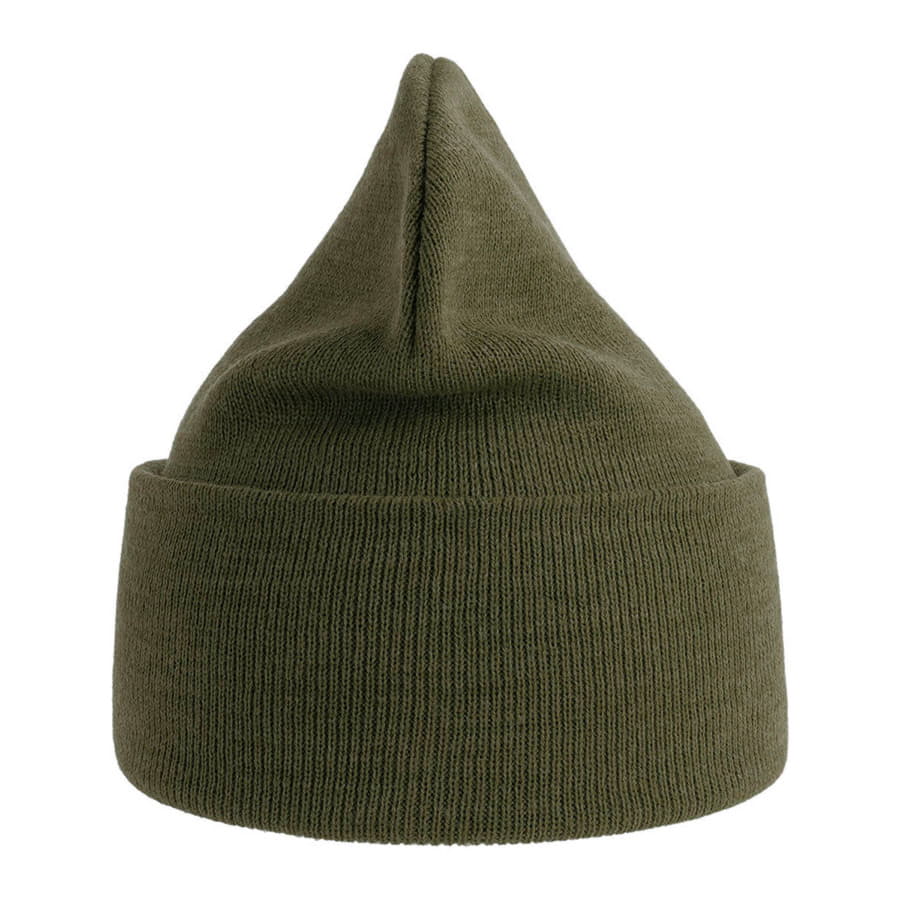 Шапка вязаная PURE  с отворотом из пряжи Polylana, оливковый-1