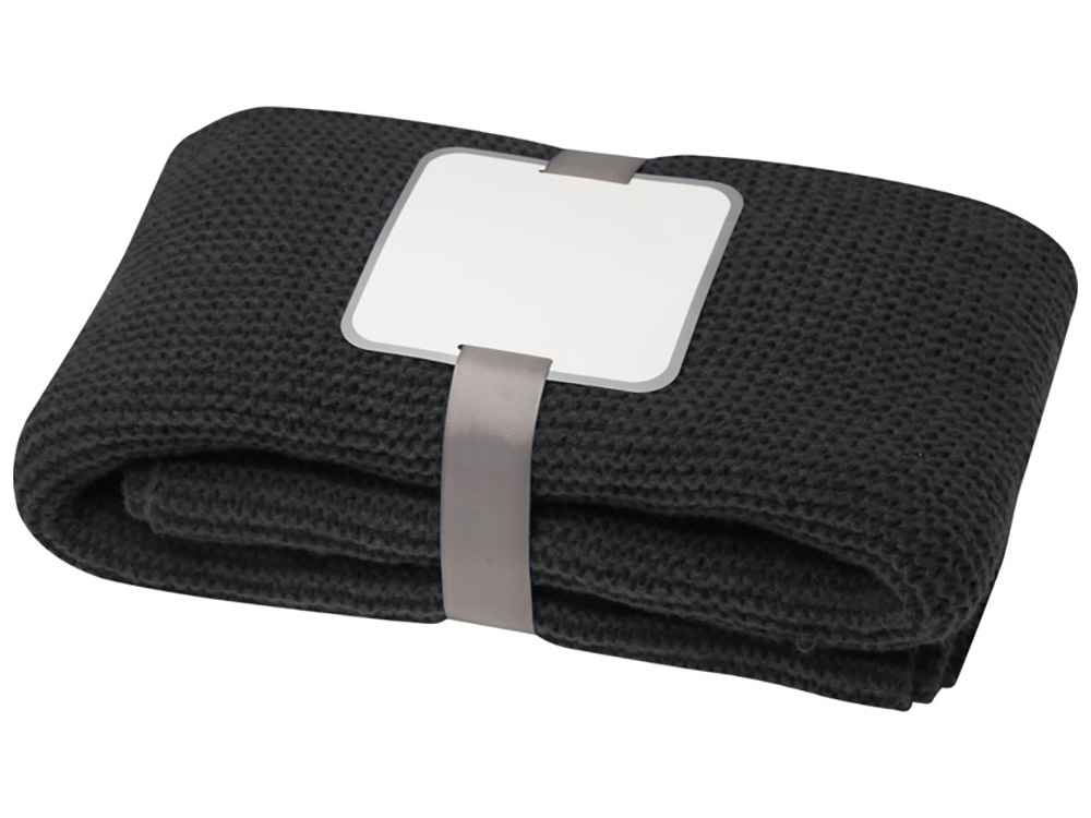 Вязанное одеяло Suzy 150 x 120 см из полиэстера, сплошной черный-2