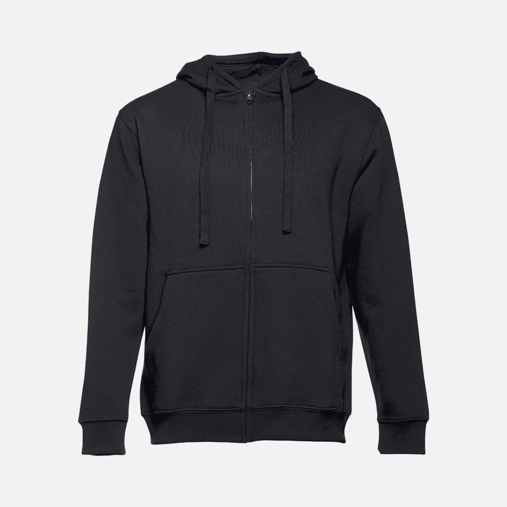 Толстовка мужская на молнии с капюшоном Amsterdam, черная-1