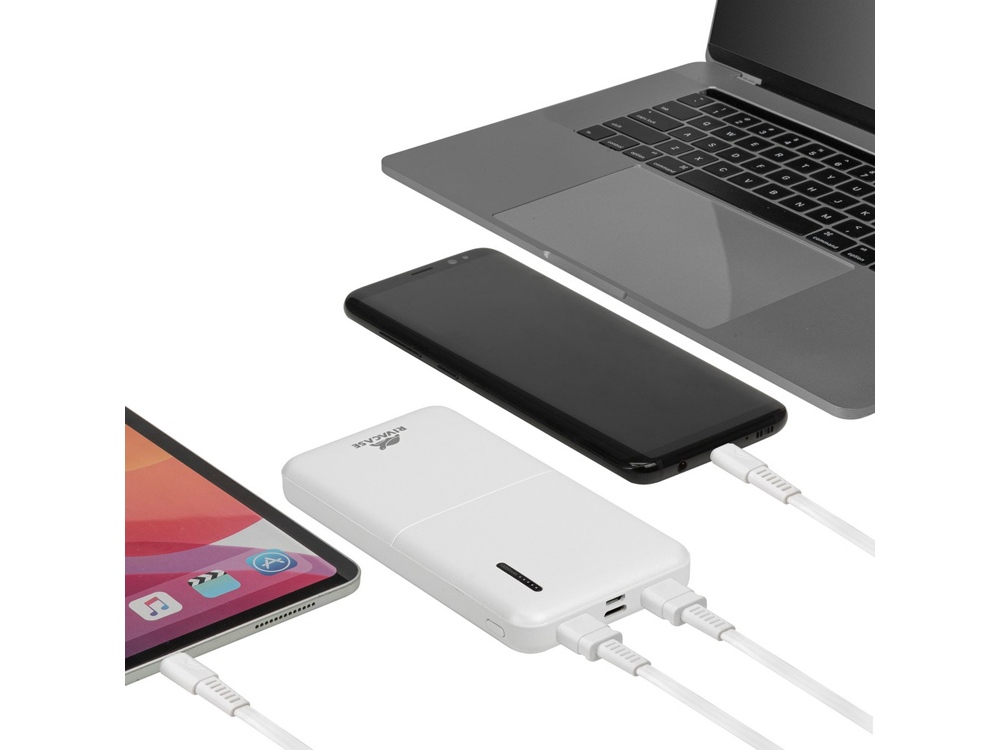 RIVACASE VA2532 (10000 мАч) QC/PD 20W внешний аккумулятор с дисплеем, белый 12/48-12