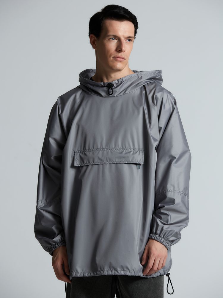 Дождевик-анорак Hard Work, укороченный, серый, единый размер-5
