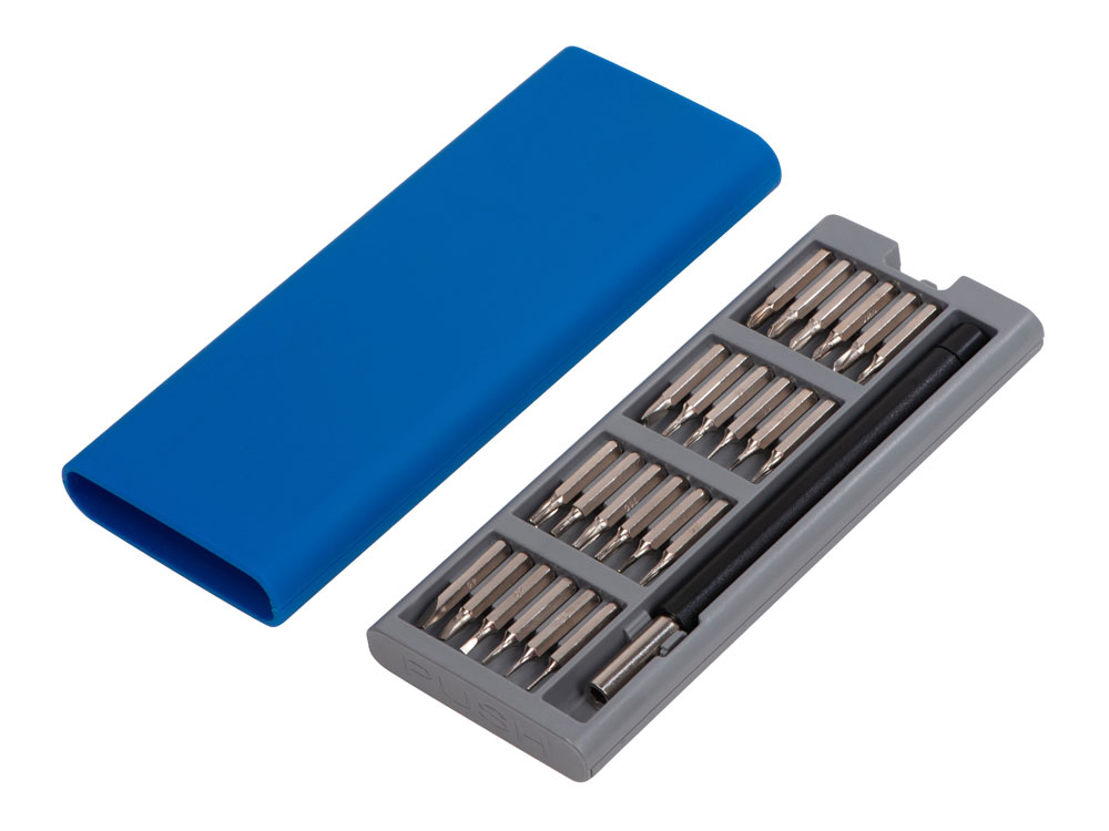 Отвертка с набором из 24 насадок Bits, темно-синий-1