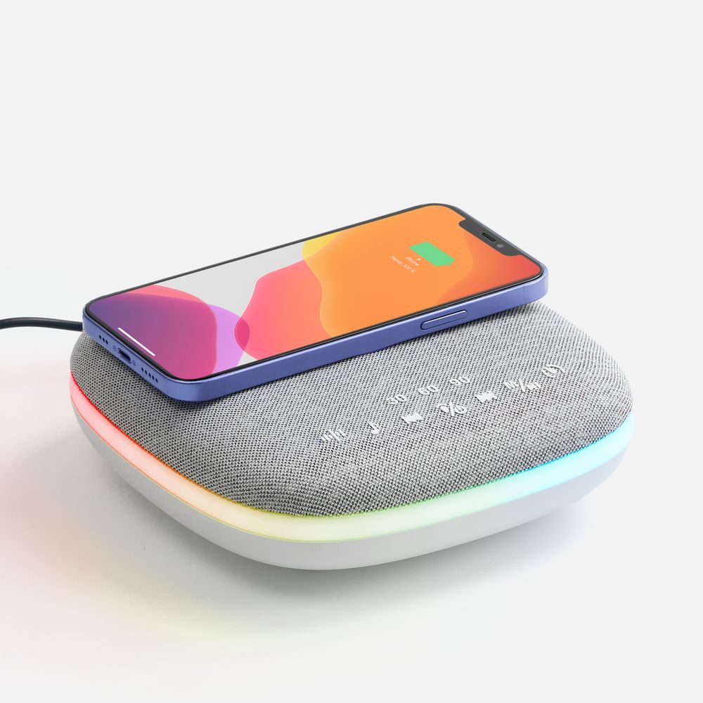Bluetooth-колонка с беспроводной зарядкой и подсветкой Terrafonic, серая-0