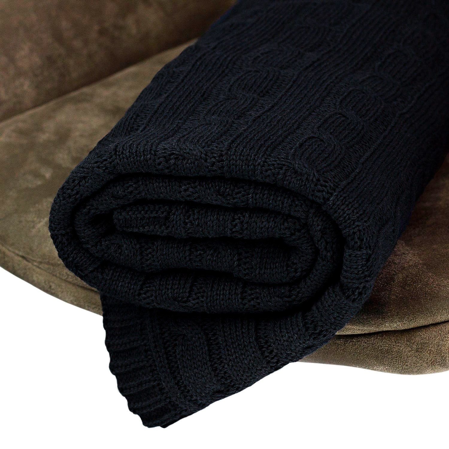 Плед Fado вязаный, темно-синий (без подарочной коробки)-7