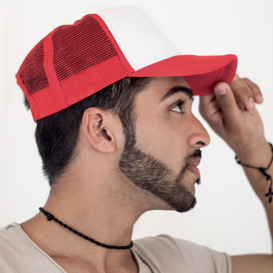 Бейсболка RAPPER, 5 клиньев, пластиковая застежка, белый, синий-1