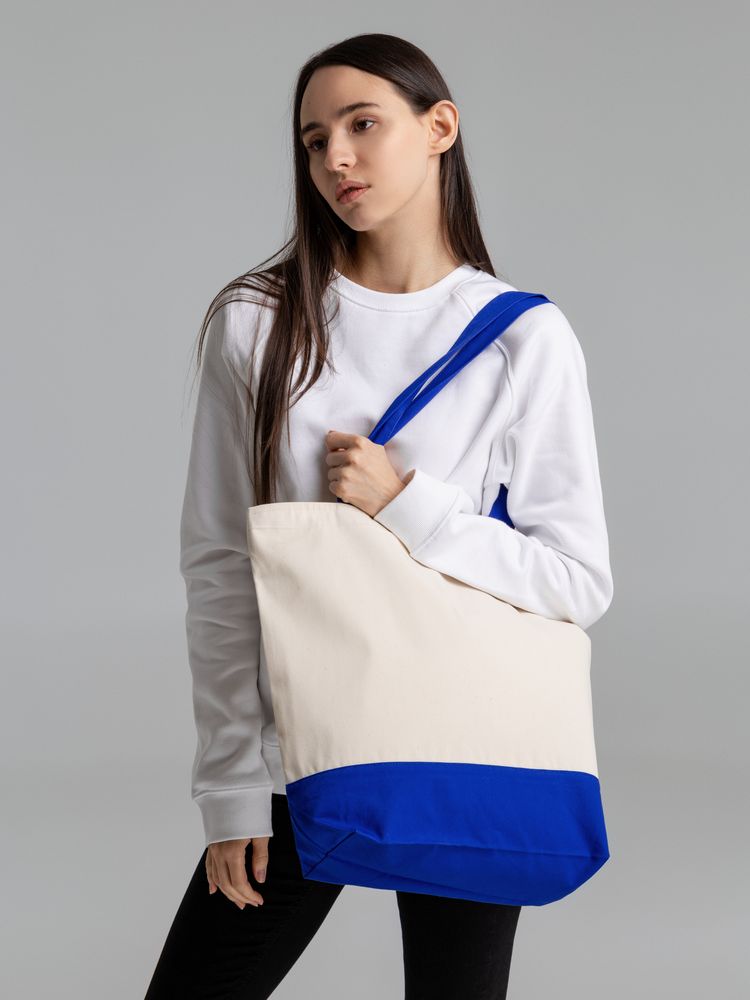 Сумка для покупок на молнии Shopaholic Zip, неокрашенная с синим-4