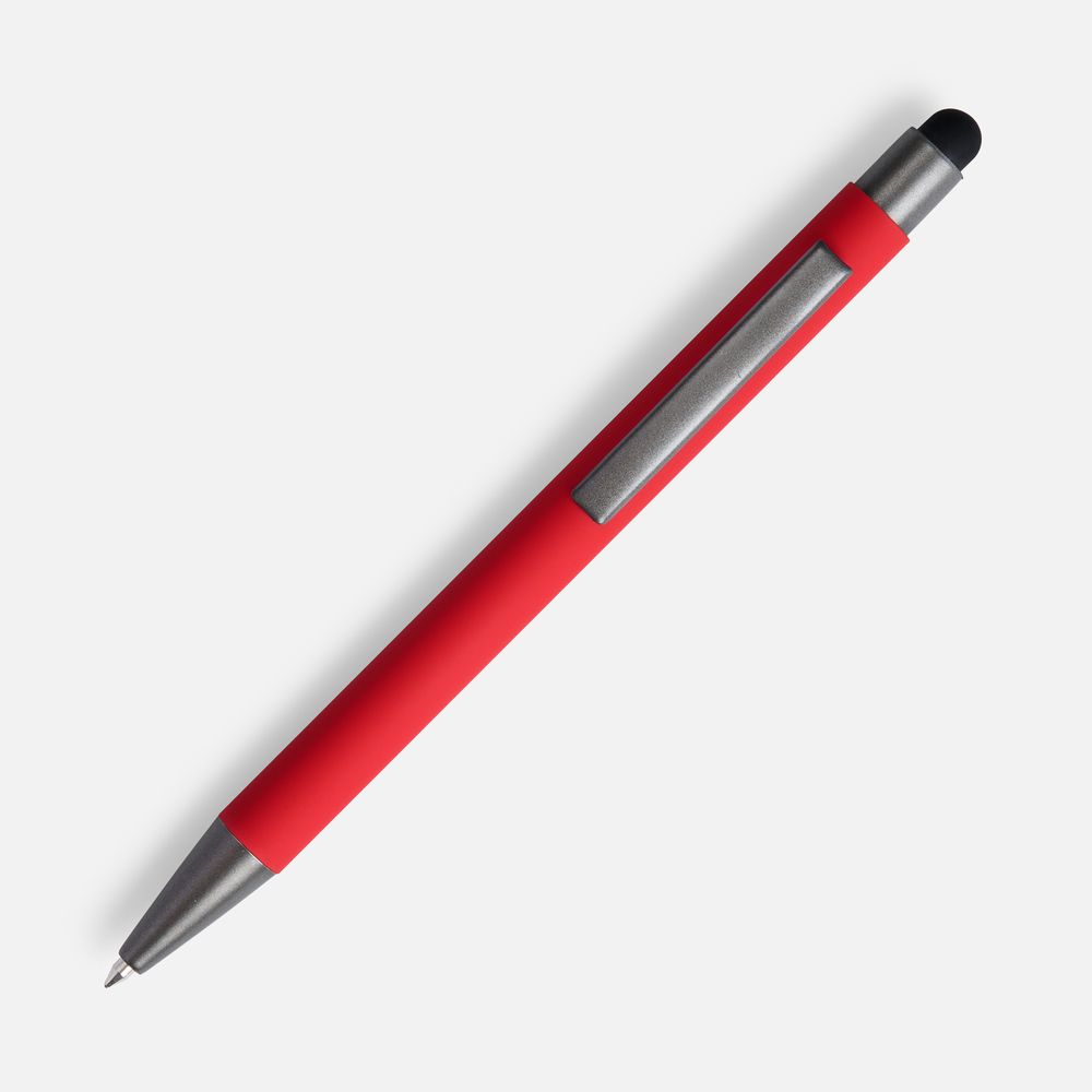 Ручка шариковая Atento Soft Touch со стилусом, красная-2