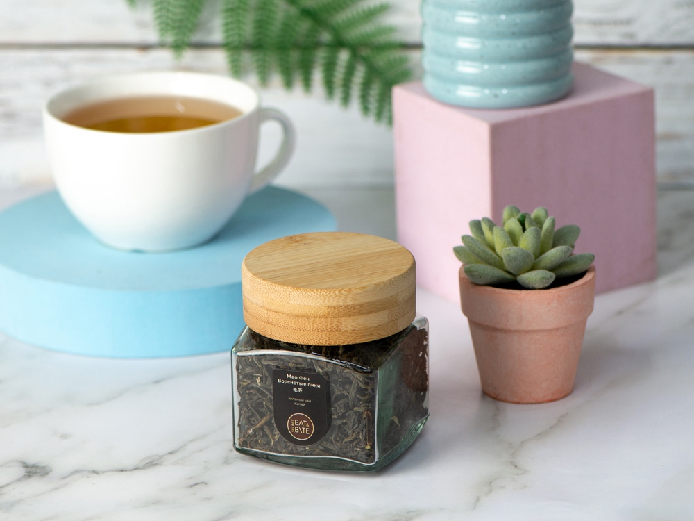 Чай зеленый, серия Ceremony, Маофэн (ворсистые пики), стеклянная банка-4