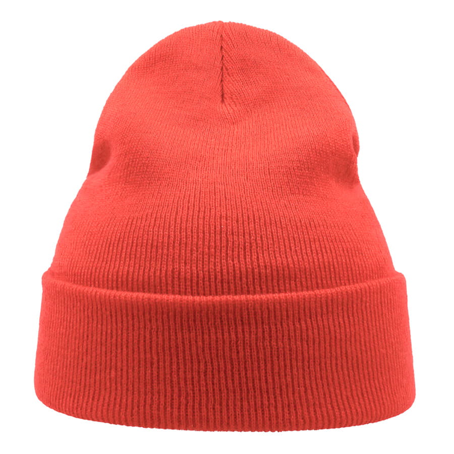 Шапка вязаная  двойная Wind с отворотом, коралловый-1