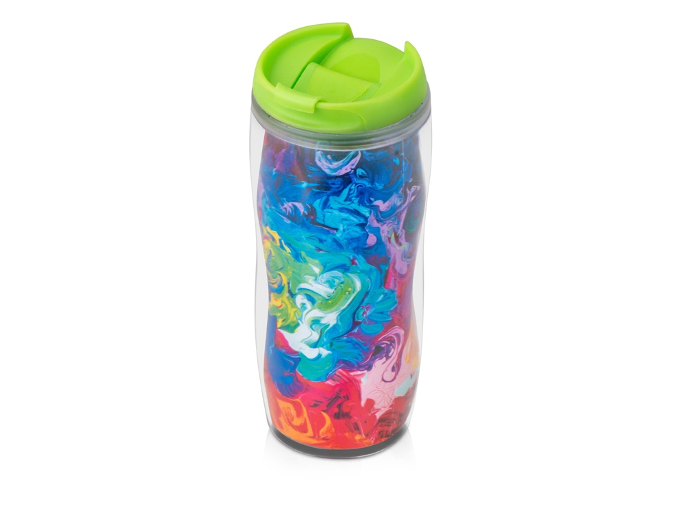 Термокружка Mony 400мл, под цифровую печать, прозрачный/зеленый-1