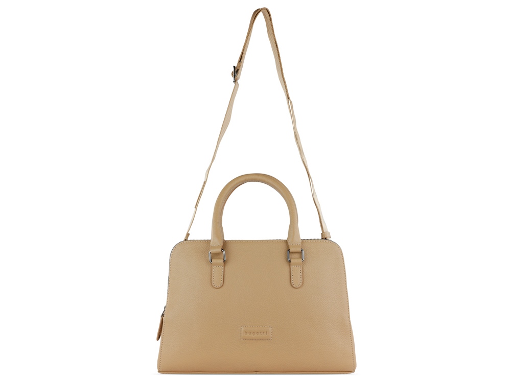 Сумка женская BUGATTI Elsa, песочного цвета, воловья кожа/полиэстер, 32х13х22 см-2