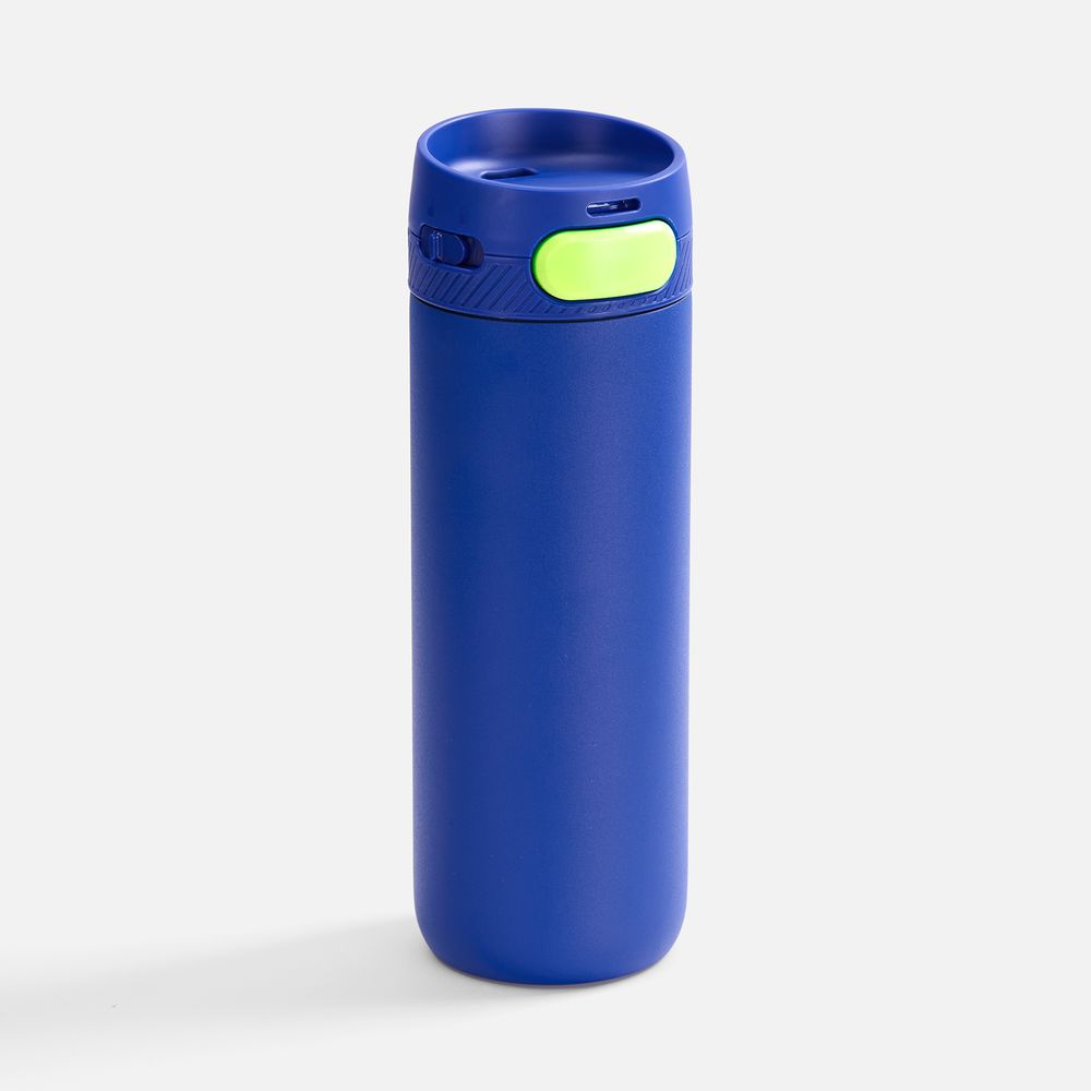 Термостакан X1 с цветной кнопкой, синий с желтым-1