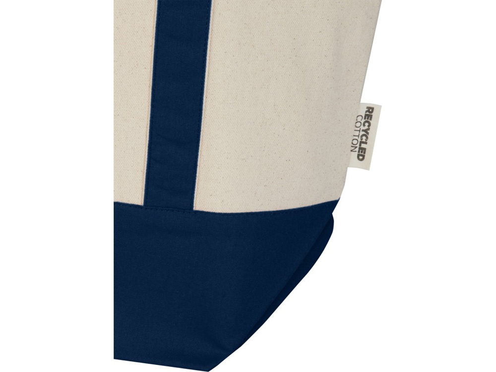 Sam эко- сумка из переработанного хлопка, сертифицированного согласно GRS, плотностью 320 г/м² - Темно - синий / Натуральный-4