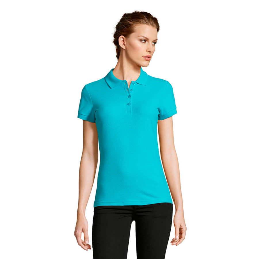 Рубашка поло женская PEOPLE 210, бирюзовый-1