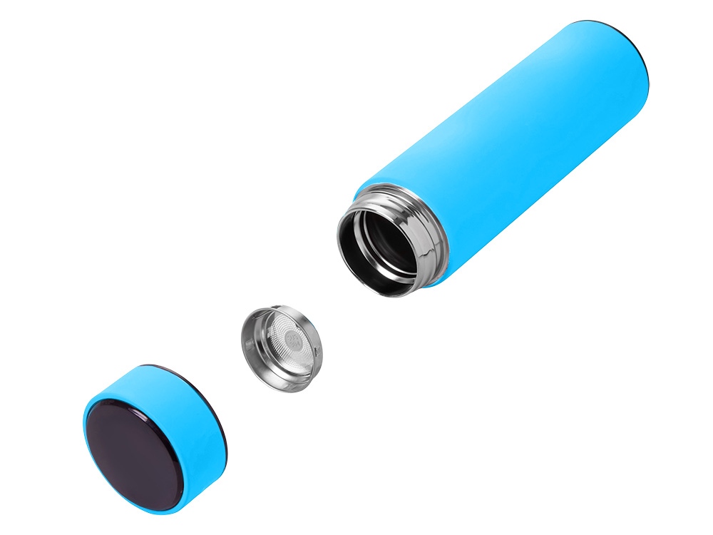 Термос FAMILY MARK LED, soft touch (Голубой)-6