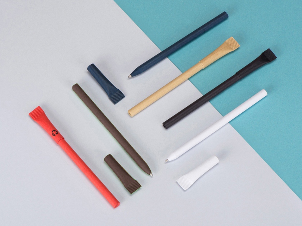 Ручка картонная с колпачком Recycled, коричневый-3