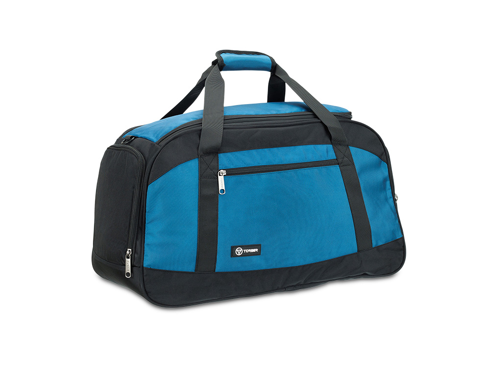 Сумка спортивная TORBER, синий/черный, полиэстер, 52 х 25 х 30 см-1
