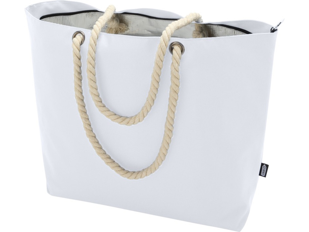 Panama пляжная эко-сумка-холодильник из переработанного материала, с ручками-шнурками 23L, белый-3