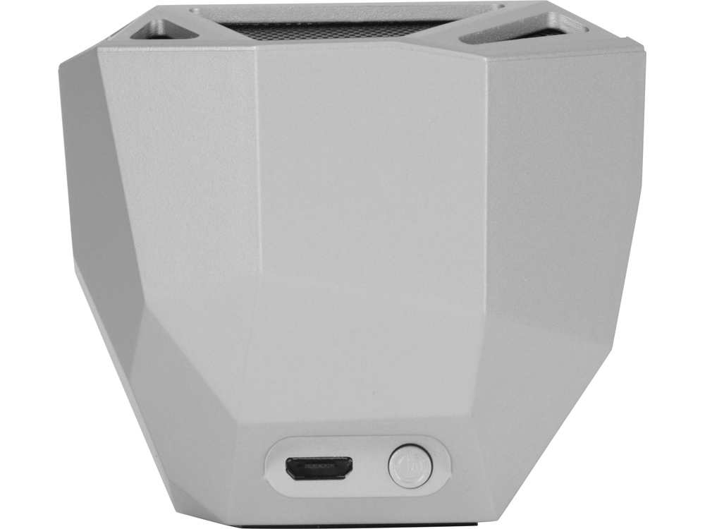 Портативная колонка Geo, серебристый + синяя подсветка-4