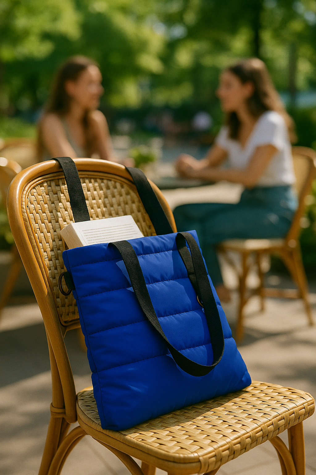 Шоппер Superbag Bubble New, стёганый, со скрытой магнитной кнопкой (синий с чёрным)-6