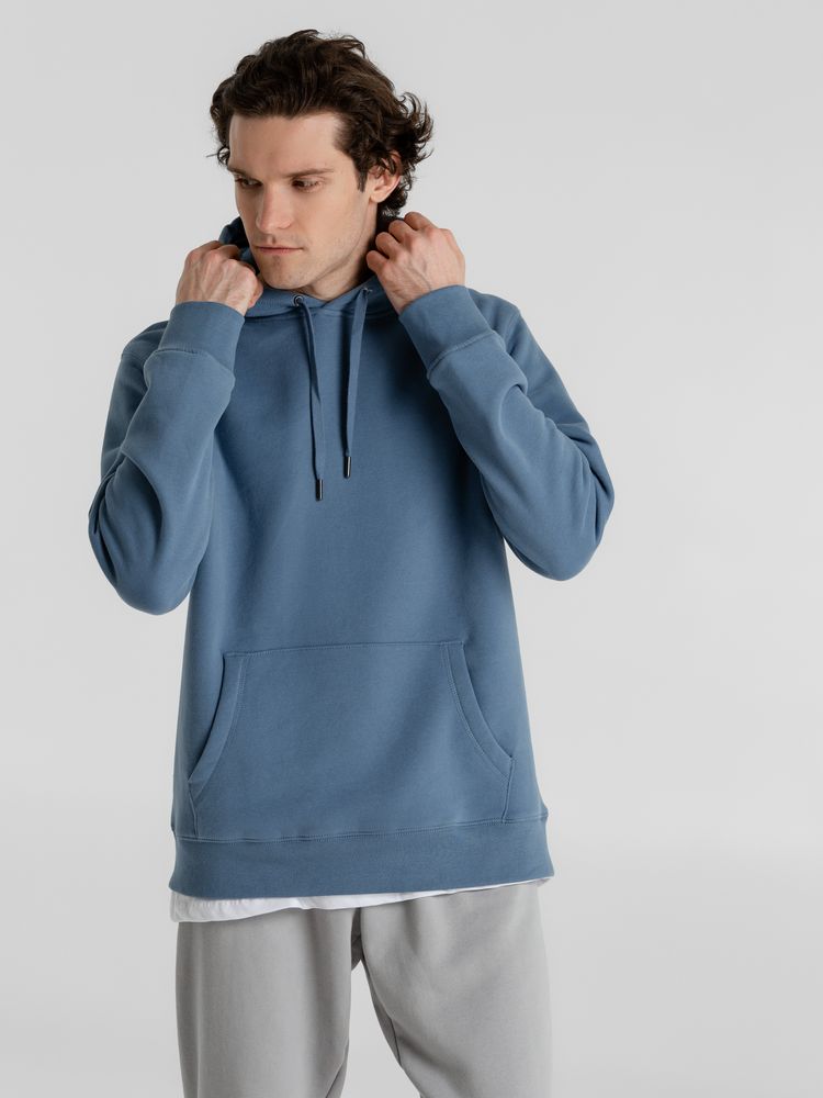 Толстовка с капюшоном унисекс King, серо-синяя-3