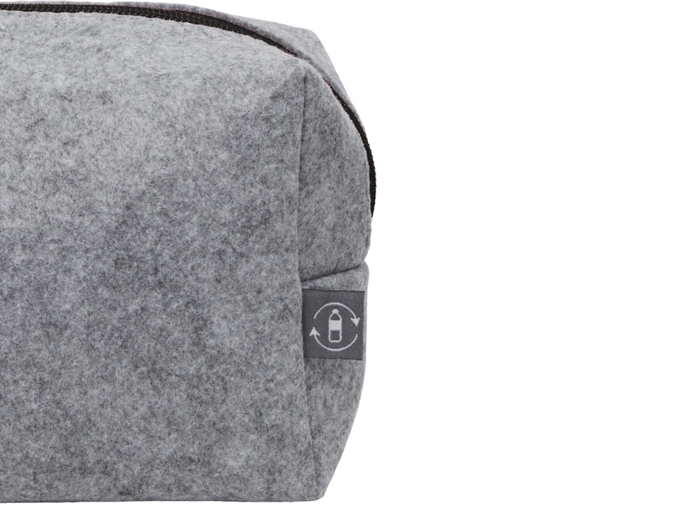 Косметичка из РПЕТ фетра с ручкой Felt, серый с черным-6