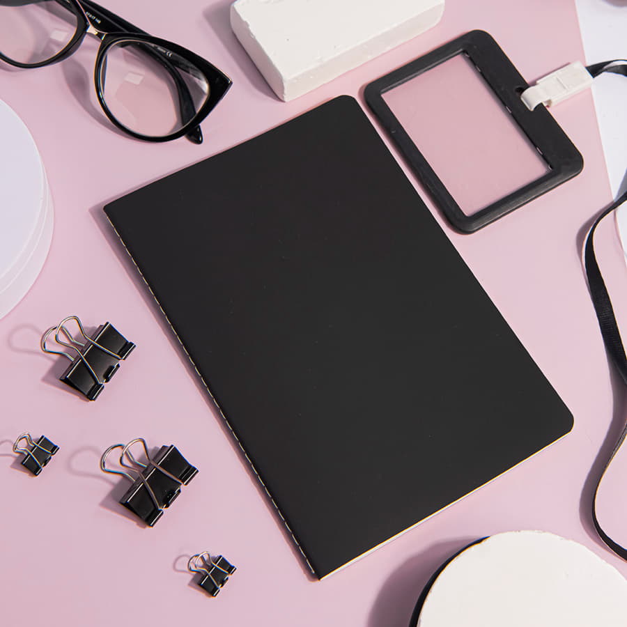 Тетрадь SLIMMY, 140 х 210 мм,  черный с желтым, бежевый блок, в клетку, черный, желтый-7