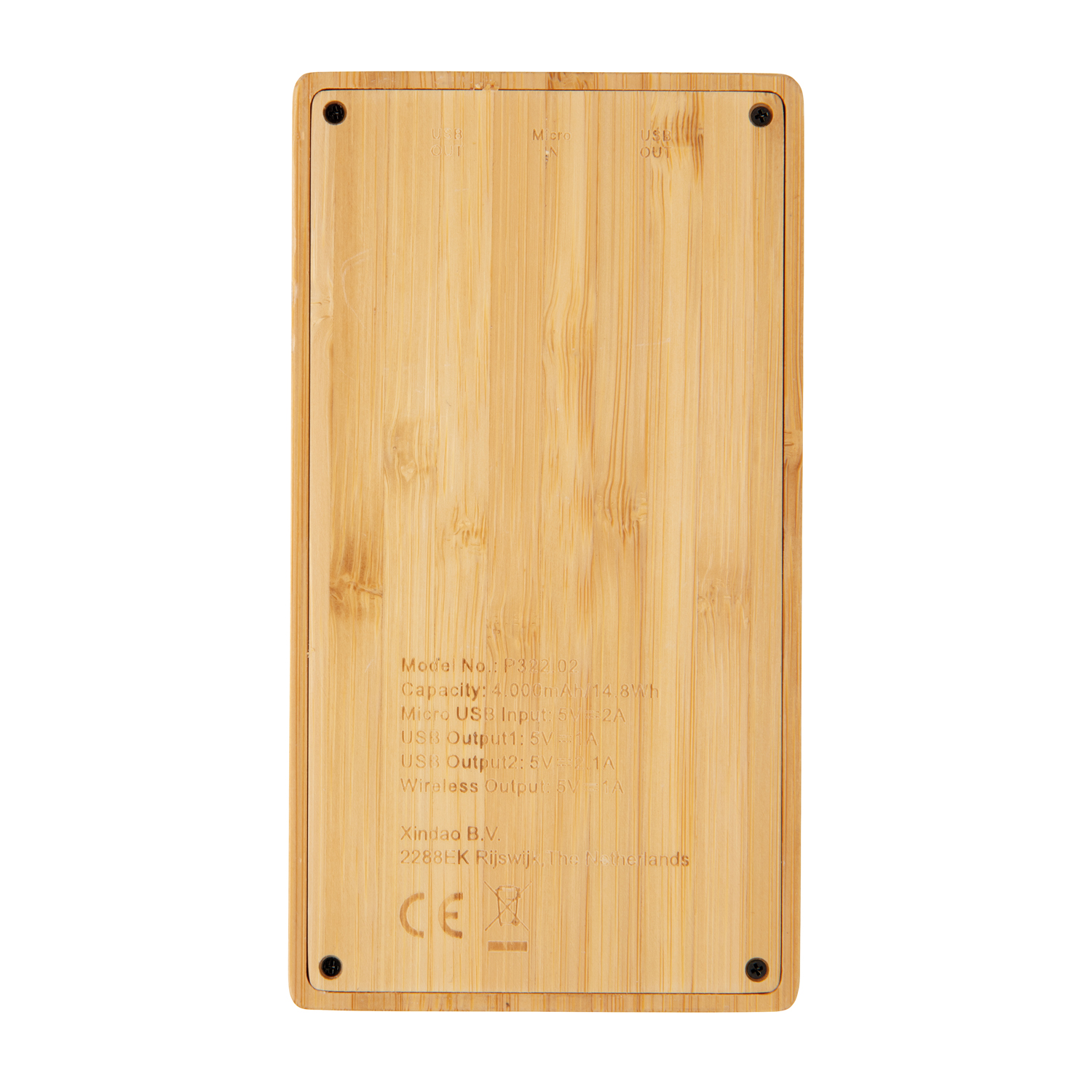 Экологичный внешний аккумулятор Bamboo, 4000 mAh-4