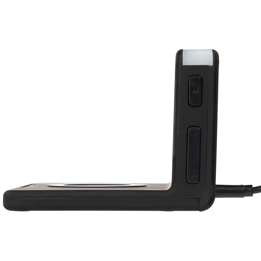 Часы настольные с беспроводным зарядным устройством Pitstop, черные-4