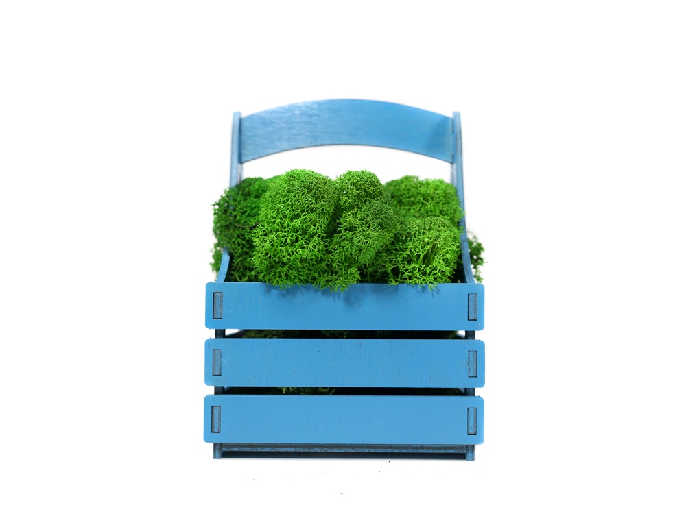 Композиция Корзинка со мхом, синий-0