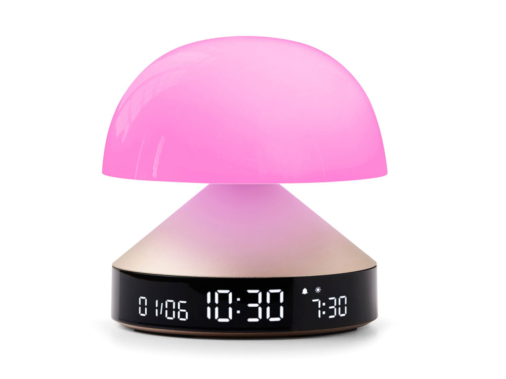 Светильник с часами и световым будильником Mina Sunrise, золотистый-6