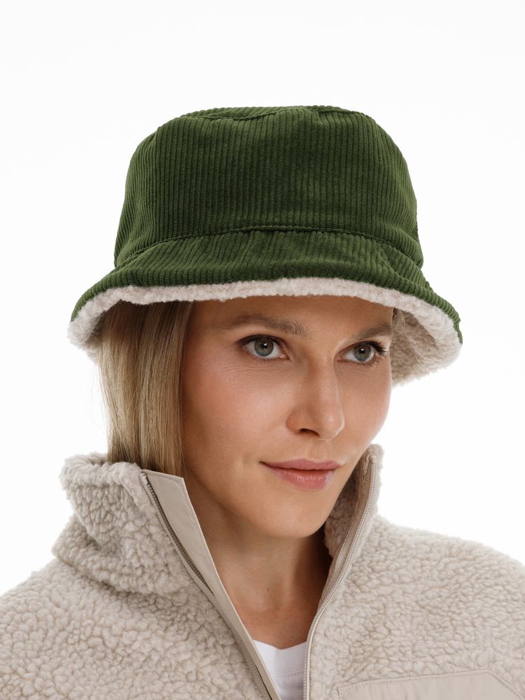 Панама Bucket двусторонняя утепленная, хаки с бежевым-3