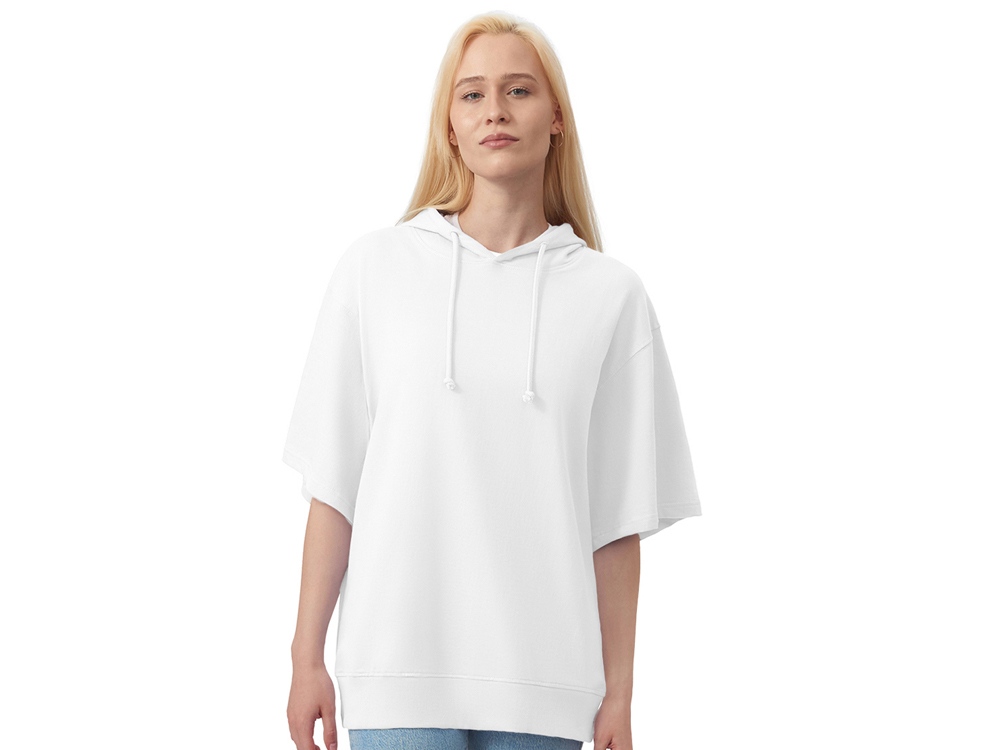 Худи оверсайз с коротким рукавом Warsaw унисекс, белый-2