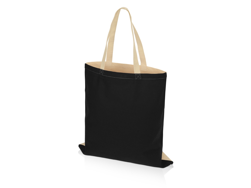 Сумка для шопинга Twin двухцветная из хлопка, 180 г/м2, черный/натуальный-1