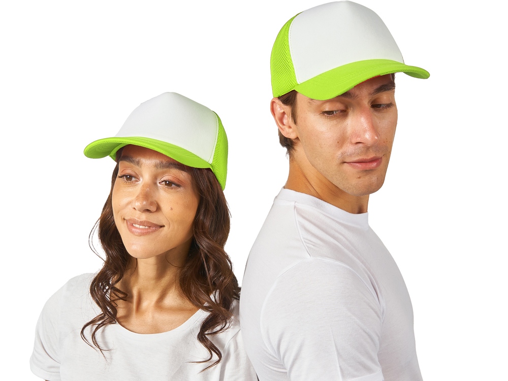 Бейсболка с сеткой Newport, зеленое яблоко/белый-0