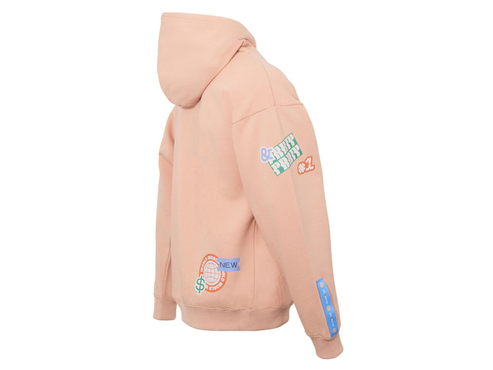 Толстовка с капюшоном оверсайз Berlin унисекс, лососевый, ДТФ, бренд тайп и лейбл-2